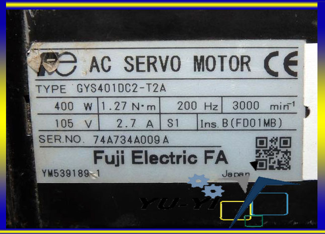 Fuji Electric GYS401DC2-T2A AC Servo Motor - PLC DCS SERVO Control